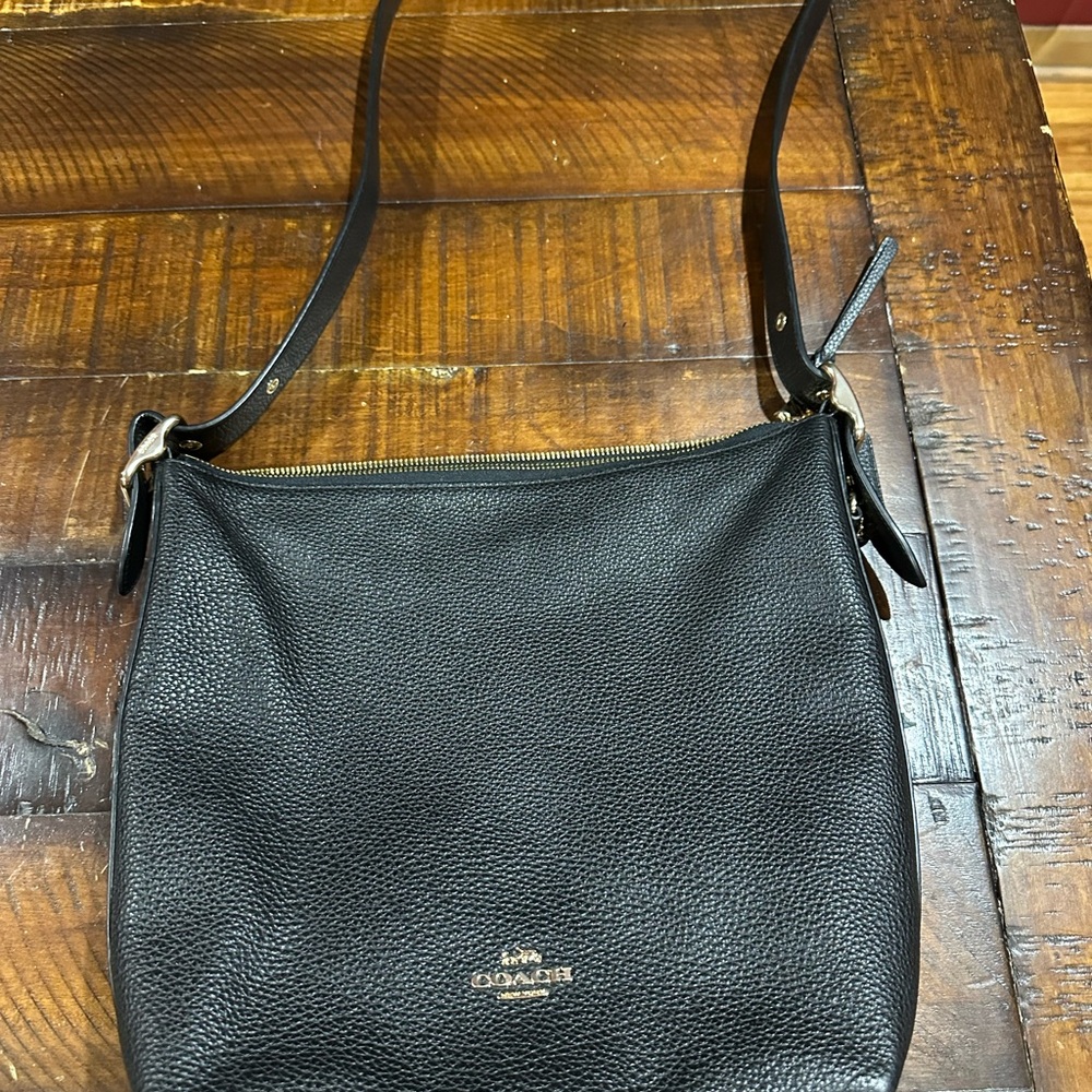 Coach Pebbled Black Leather Shoulder Bag